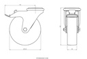 300SS series 125mm stainless steel swivel/brake bolt hole 12mm castor with nylon plain bearing wheel 150kg - Castor dimensions