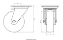 400SS series 100mm stainless steel swivel top plate 100x85mm castor with nylon plain bearing wheel 250kg - Castor dimensions