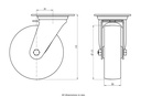 400SS series 125mm stainless steel swivel top plate 100x85mm castor with nylon plain bearing wheel 250kg - Castor dimensions