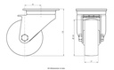 800SS series 100mm stainless steel swivel top plate 100x85mm castor with nylon plain bearing wheel 350kg - Castor dimensions