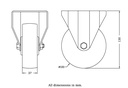 800SS series 100mm stainless steel fixed top plate 100x85mm castor with nylon plain bearing wheel 350kg - Castor dimensions
