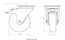 800SS series 150mm stainless steel swivel/brake top plate 140x110mm castor with nylon plain bearing wheel 800kg - Castor dimensions