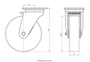 800SS series 200mm stainless steel swivel top plate 140x110mm castor with nylon plain bearing wheel 800kg - Castor dimensions