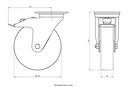 800SS series 200mm stainless steel swivel/brake top plate 140x110mm castor with nylon plain bearing wheel 800kg - Castor dimensions