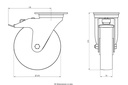 800SS series 200mm stainless steel swivel/brake top plate 140x110mm castor with nylon stainless steel ball bearings wheel 800kg - Castor dimensions