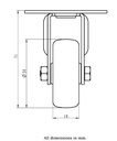 100SS series 50mm stainless steel fixed top plate 60x60mm castor with electrically conductive grey TPR-rubber on polypropylene centre plain bearing wheel 30kg - Castor dimensions