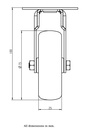 100SS series 75mm stainless steel fixed top plate 60x60mm castor with electrically conductive grey TPR-rubber on polypropylene centre plain bearing wheel 50kg - Castor dimensions