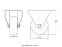 300SS series 80mm stainless steel fixed top plate 100x85mm castor with electrically conductive grey TPR-rubber on polypropylene centre plain bearing wheel 65kg - Castor dimensions