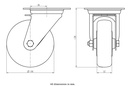 300SS series 100mm stainless steel swivel top plate 100x85mm castor with electrically conductive grey polyurethane on nylon centre additional sealed single ball bearing wheel 130kg - Castor Dimensions