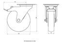 300SS series 125mm stainless steel swivel/brake top plate 100x85mm castor with electrically conductive grey polyurethane on nylon centre additional sealed single ball bearing wheel 150kg - Castor dimensions