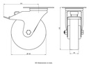 300SS series 160mm stainless steel swivel/brake top plate 140x110mm castor with electrically conductive grey polyurethane on nylon centre stainless steel ball bearing wheel 300kg - Castor dimensions