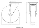 300SS series 200mm stainless steel swivel top plate 140x110mm castor with electrically conductive grey polyurethane on nylon centre stainless steel ball bearing wheel 300kg - Castor dimensions