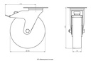 300SS series 200mm stainless steel swivel/brake top plate 140x110mm castor with electrically conductive grey polyurethane on nylon centre stainless steel ball bearing wheel 300kg - Castor dimensions
