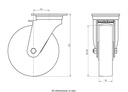 800SS series 200mm stainless steel swivel top plate 140x110mm castor with electrically conductive grey polyurethane on nylon centre stainless steel ball bearing wheel 520kg - Castor dimensions