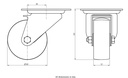 300HT series 80mm swivel top plate 100x85mm castor with heat resistant thermoplastic plain bearing wheel 100kg - Castor dimensions