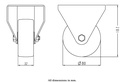 300HT series 80mm fixed top plate 100x85mm castor with heat resistant thermoplastic plain bearing wheel 100kg - Castor dimensions