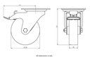 300HT series 100mm swivel/brake top plate 100x85mm castor with heat resistant thermoplastic plain bearing wheel 120kg - Castor dimensions