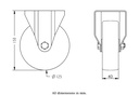 300HT series 125mm fixed top plate 100x85mm castor with heat resistant thermoplastic plain bearing wheel 150kg - Castor dimensions