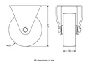 322 series 100mm fixed top plate 105x88mm castor with cast iron plain bearing wheel 250kg - Castor dimensions
