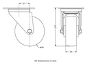322 series 100mm swivel top plate 106x86mm castor with polyurethane on nylon centre roller bearing wheel 200kg - Castor dimensions