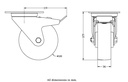 322 series 100mm swivel/brake top plate 106x86mm castor with polyurethane on nylon centre roller bearing wheel 200kg - Castor dimensions