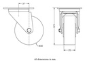 322 series 100mm swivel top plate 106x86mm castor with polyurethane on cast iron centre ball bearing wheel 250kg - Castor dimensions