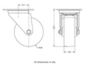322 series 100mm swivel top plate 106x86mm castor with nylon plain bearing wheel 250kg - Castor dimensions