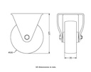 322 series 100mm fixed top plate 105x88mm castor with nylon plain bearing wheel 250kg - Castor dimensions