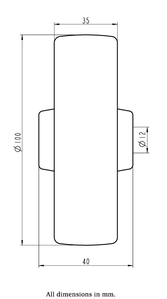 Wheel series 100mm heat resistant fiberglass nylon 12mm bore hub length 40mm plain bearing 300kg - Wheel dimensions