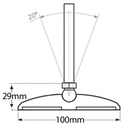 M16x100 Zinc plated levelling foot 100mm plastic base 900kg Drawing with Dimensions
