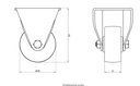 LH series 80mm fixed top plate 100x85mm castor with nylon plain bearing wheel 350kg - Castor dimensions