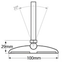 M16x150 Zinc plated levelling foot 100mm plastic base 900kg Drawing with Dimensions