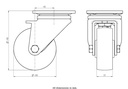 LH series 100mm swivel top plate 100x85mm castor with nylon plain bearing wheel 500kg - Castor dimensions