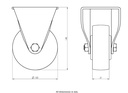 LH series 100mm fixed top plate 100x85mm castor with nylon ball bearing wheel 500kg - Castor dimensions