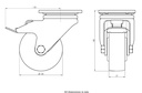 LH series 100mm swivel/brake top plate 100x85mm castor with nylon ball bearing wheel 500kg - Castor dimensions