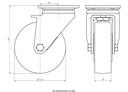 LH series 125mm swivel top plate 100x85mm castor with nylon ball bearing wheel 700kg - Castor dimensions
