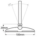 M20x150 Zinc plated levelling foot 100mm plastic base 900kg Drawing with Dimensions