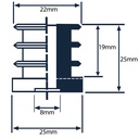 Plastic round threaded insert 25mm M8 (1.5mm) Drawing with Dimensions
