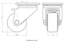 LH series 80mm swivel top plate 100x85mm castor with cast nylon ball bearing wheel 700kg - Castor dimensions