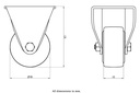 LH series 80mm fixed top plate 100x85mm castor with cast nylon ball bearing wheel 700kg - Castor dimensions