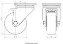 LH series 100mm swivel top plate 100x85mm castor with cast nylon ball bearing wheel 700kg - Castor dimensions