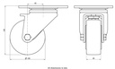 LH series 100mm swivel top plate 140x110mm castor with cast nylon ball bearing wheel 700kg - Castor dimensions