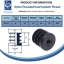 Plastic round threaded insert 25mm M8 (1.5mm) Spec Sheet