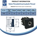 Plastic Rectangular Threaded Insert 50x25mm M10 (1.5mm) Spec Sheet