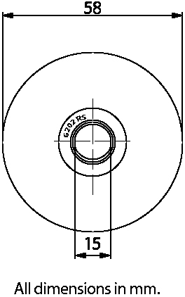 60mm Round groove wheel with 1 ball bearing - Dimensions