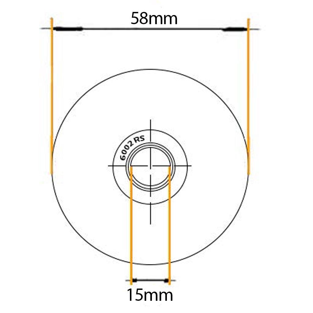 60mm Round groove wheel with 1 ball bearing drawing with Dimensions