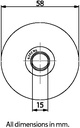 60mm Round groove wheel with 1 ball bearing - Dimensions