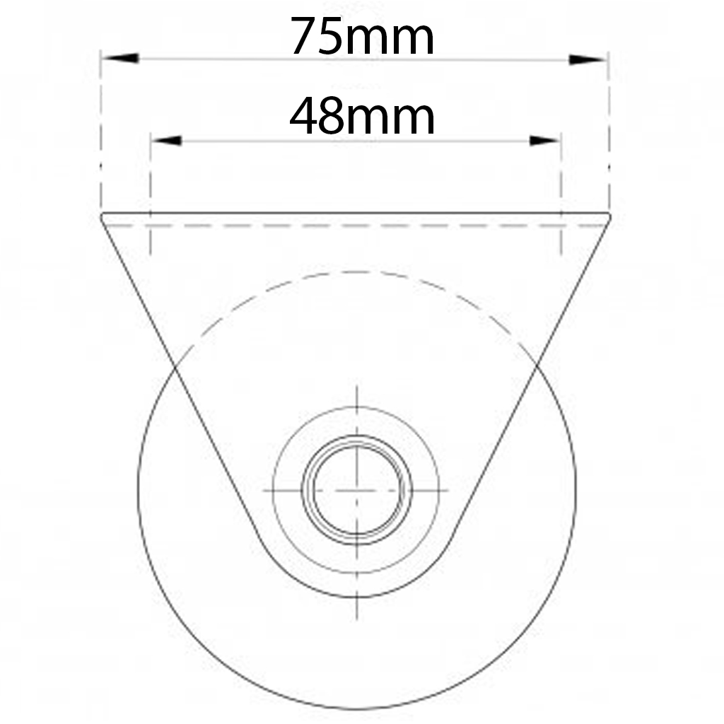 50mm Round groove wheel in fixed bracket side view drawing with Dimensions