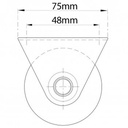 50mm V-groove wheel in bracket side view drawing with Dimensions