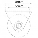 60mm V-groove wheel in fixed bracket side view Drawing with Dimensions